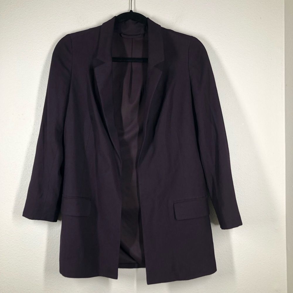 All Saints Aleida Blazer Relaxed Fit Open Front Purple Size 2